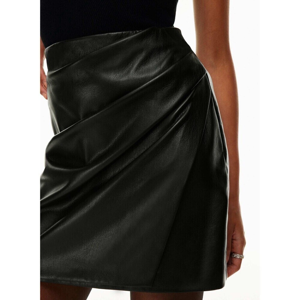 ARITZIA Wilfred Angie Skirt High-waisted Vegan Leather mini wrap skirt